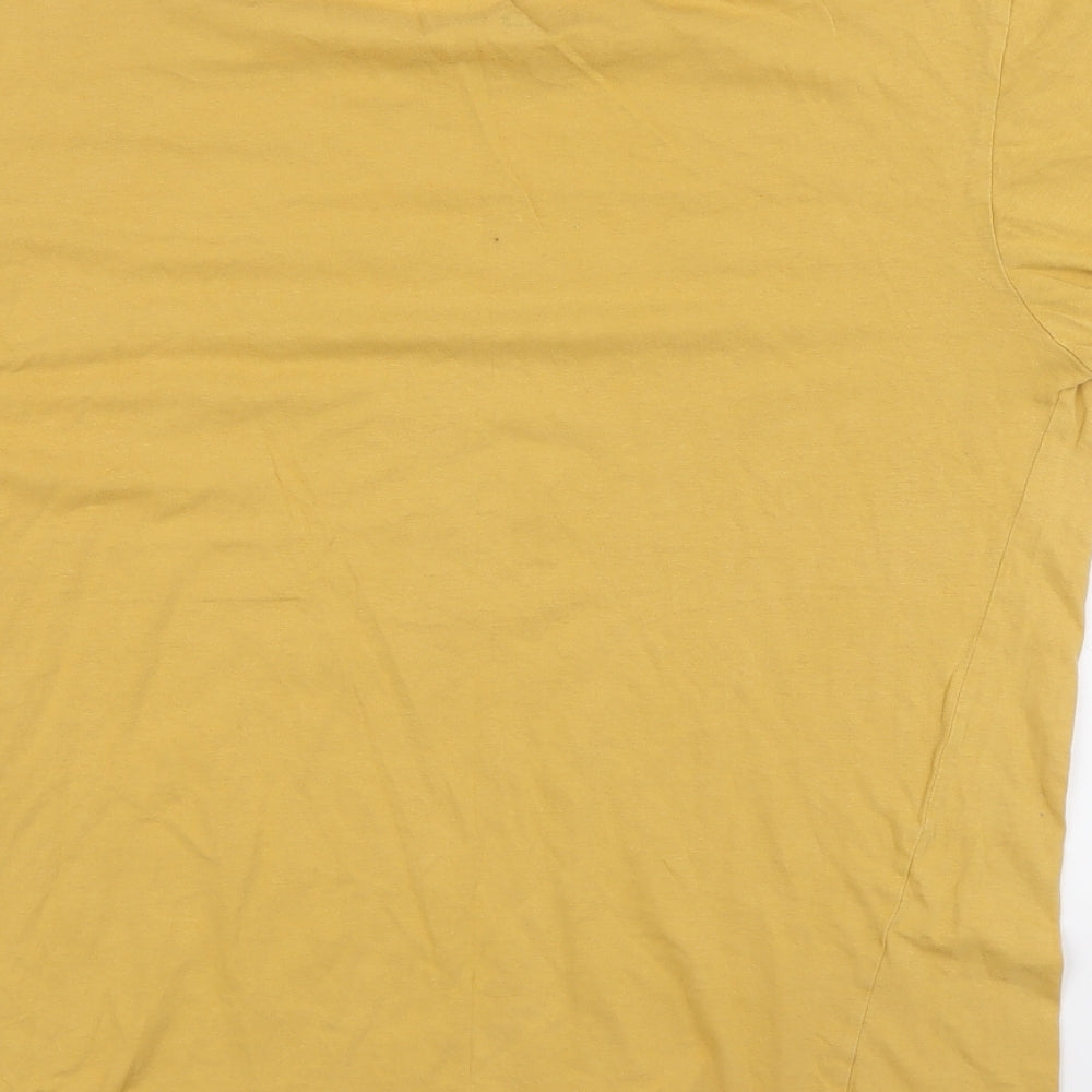 DESIGN APPAREL Mens Yellow Cotton T-Shirt Size S Crew Neck - New Zealand