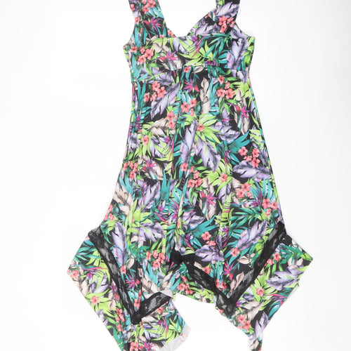 Izabel Womens Multicoloured Floral Polyester Tank Dress Size 8 V-Neck Pullover