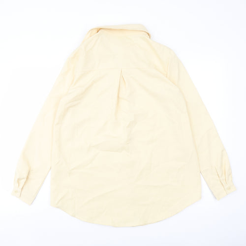 PRETTYLITTLETHING Womens Beige Polyester Basic Button-Up Size 4 Collared