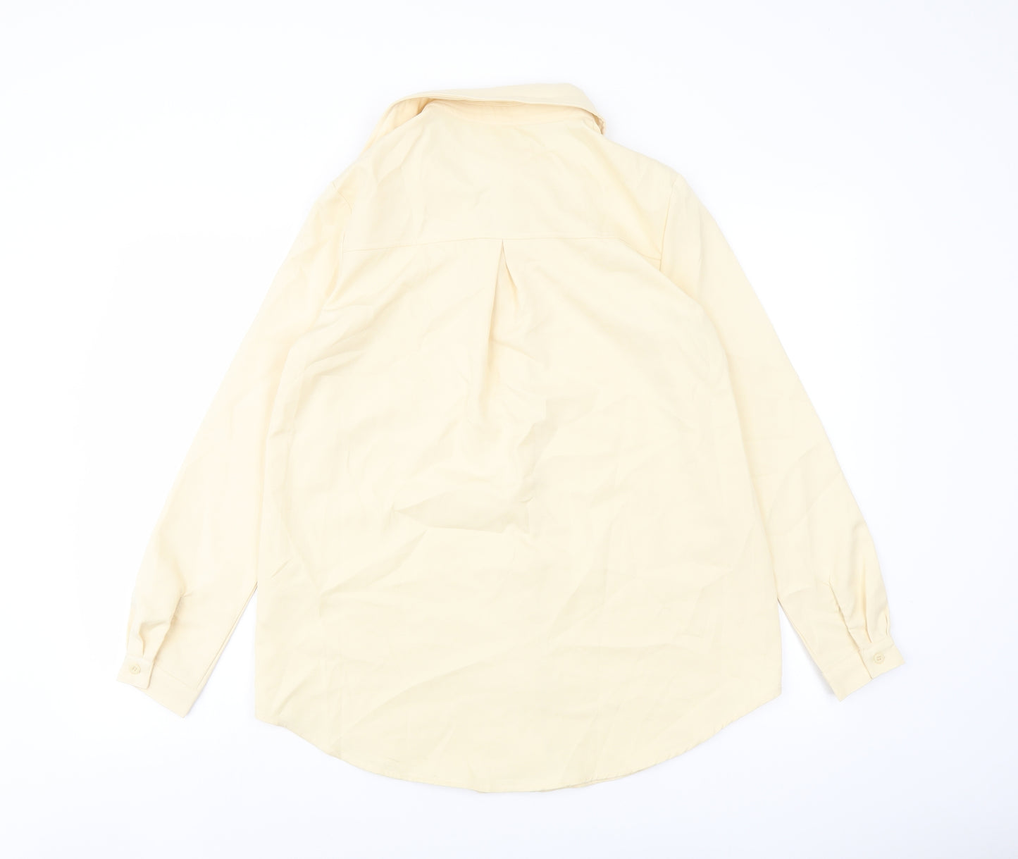 PRETTYLITTLETHING Womens Beige Polyester Basic Button-Up Size 4 Collared