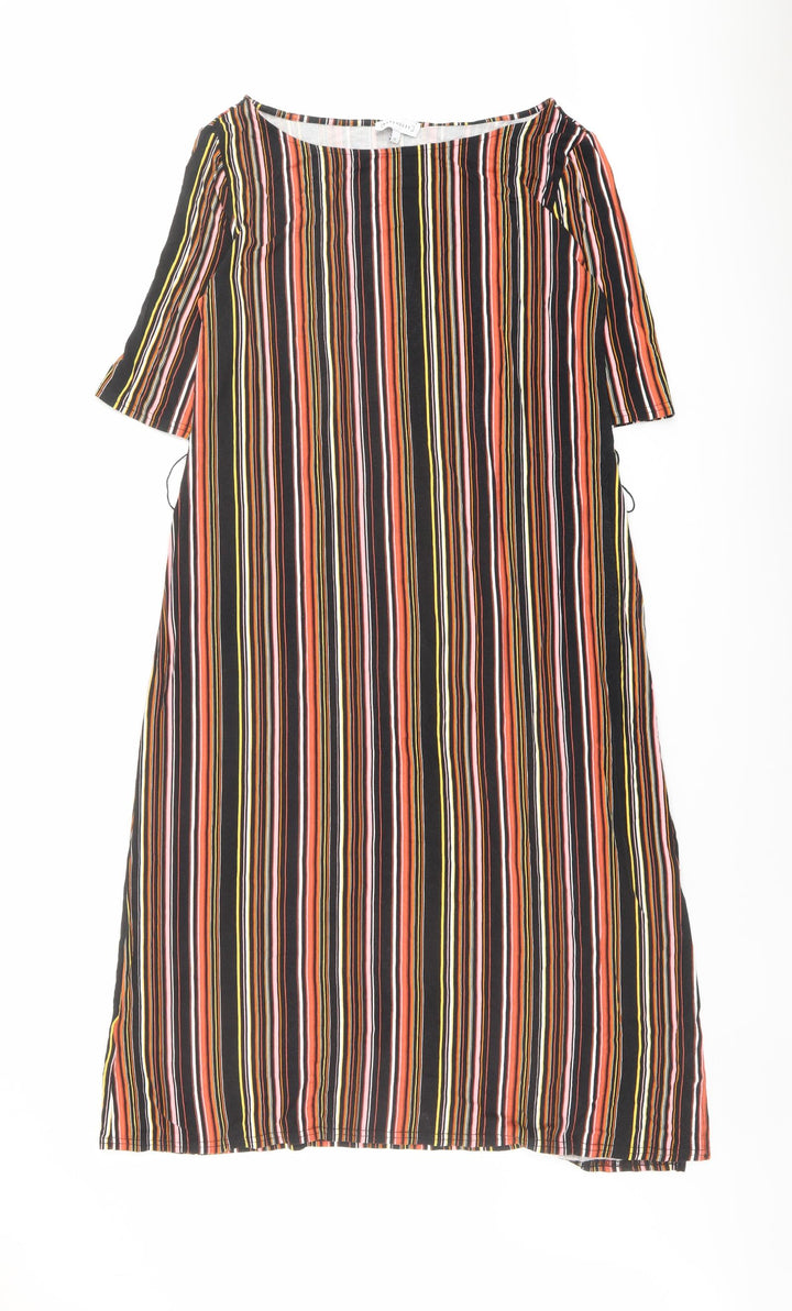 Warehouse Womens Multicoloured Striped Viscose Shift Size 12 Boat Neck Pullover