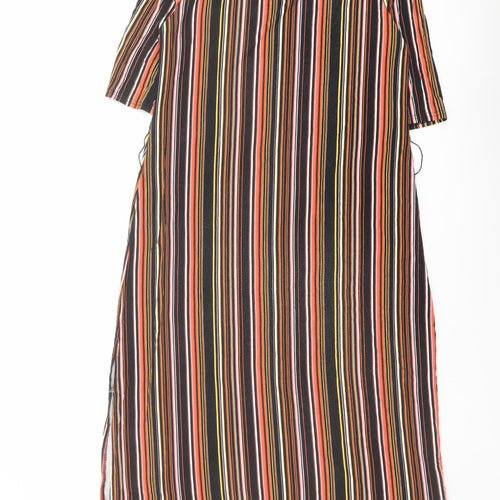 Warehouse Womens Multicoloured Striped Viscose Shift Size 12 Boat Neck Pullover