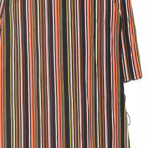 Warehouse Womens Multicoloured Striped Viscose Shift Size 12 Boat Neck Pullover