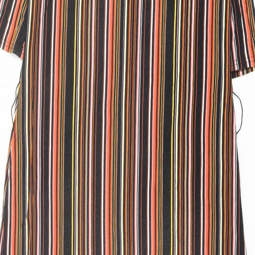 Warehouse Womens Multicoloured Striped Viscose Shift Size 12 Boat Neck Pullover