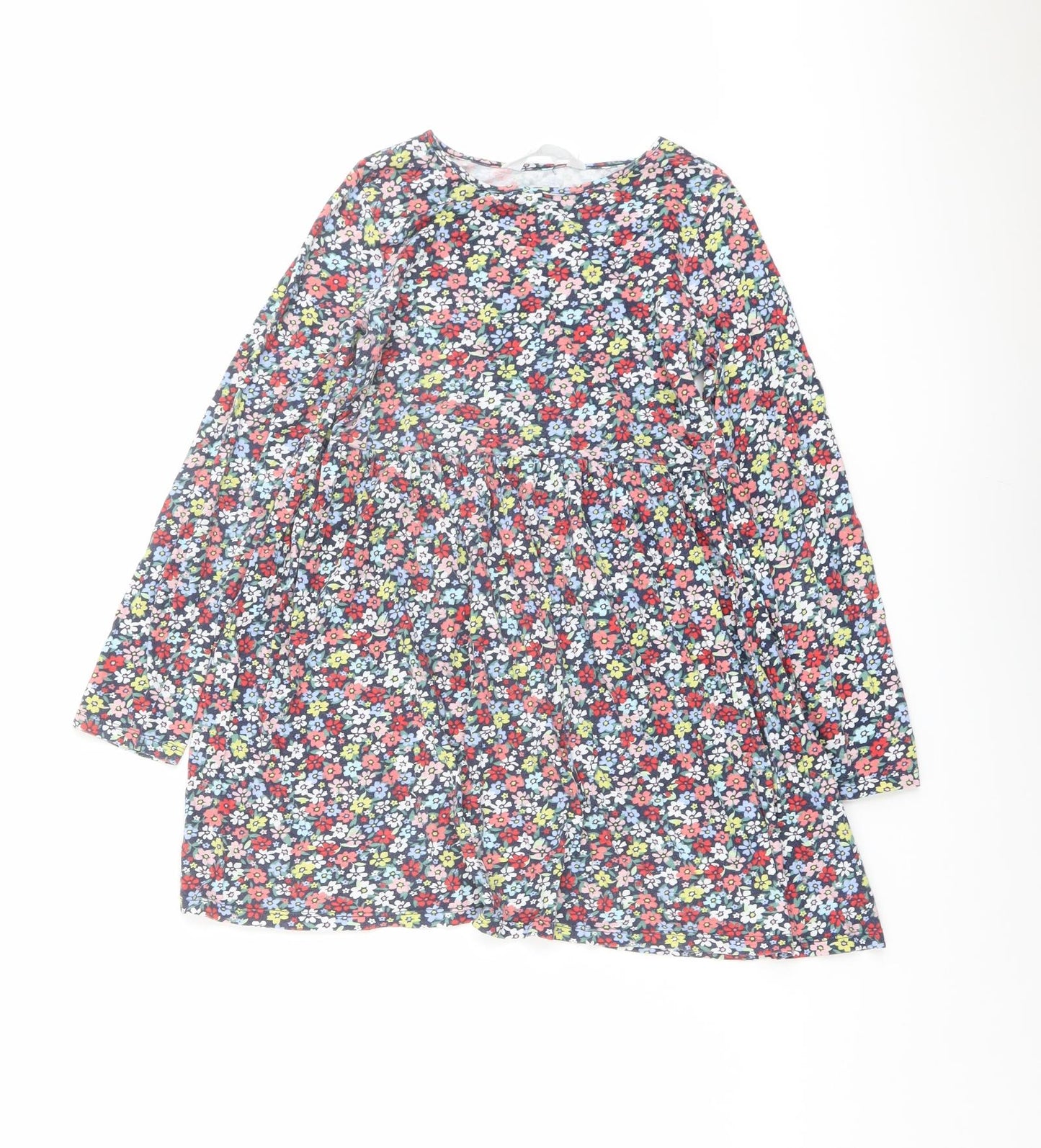 H&M Girls Multicoloured Floral Cotton Trapeze & Swing Size 8-9 Years Round Neck Pullover