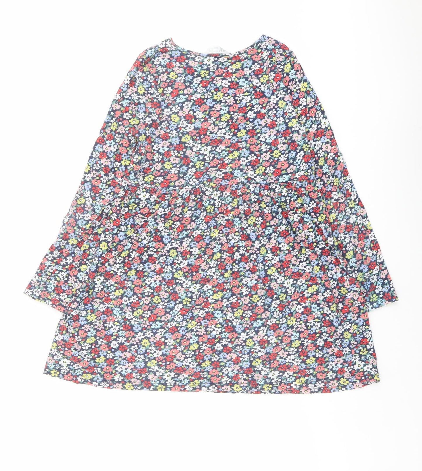 H&M Girls Multicoloured Floral Cotton Trapeze & Swing Size 8-9 Years Round Neck Pullover