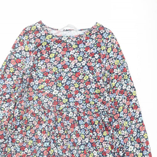 H&M Girls Multicoloured Floral Cotton Trapeze & Swing Size 8-9 Years Round Neck Pullover