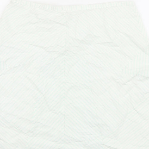 Mango Womens Green Striped Cotton A-Line Skirt Size 12 Zip