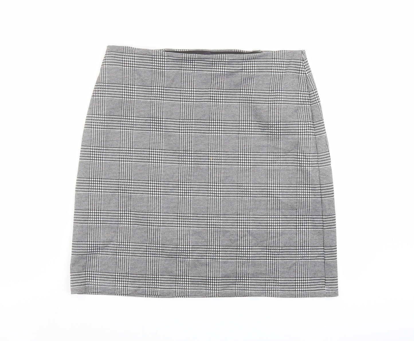 Marks and Spencer Womens Grey Plaid Polyester A-Line Skirt Size 14