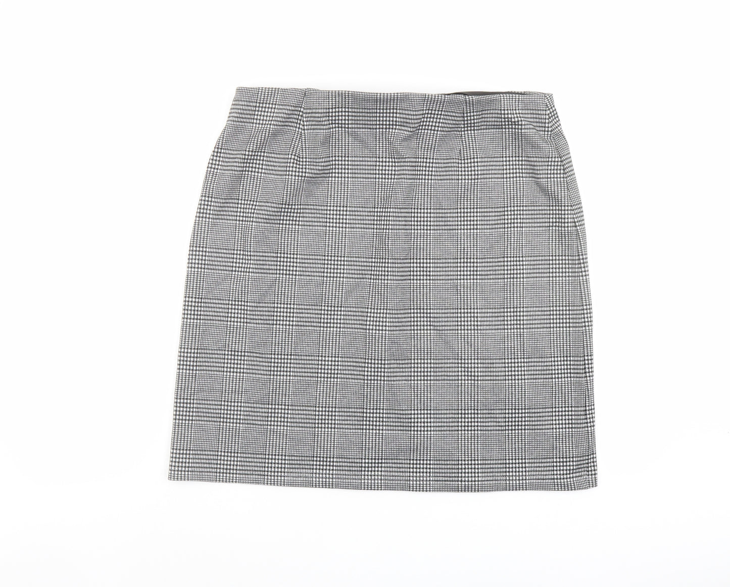 Marks and Spencer Womens Grey Plaid Polyester A-Line Skirt Size 14
