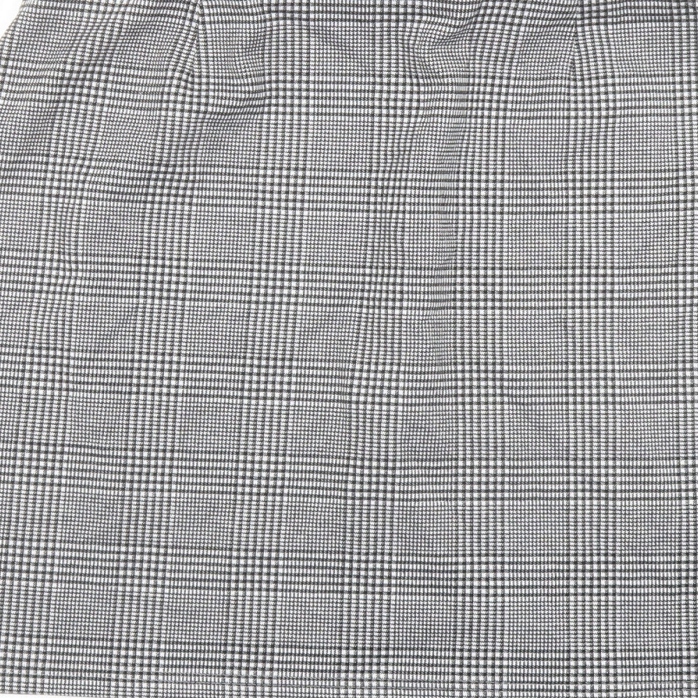 Marks and Spencer Womens Grey Plaid Polyester A-Line Skirt Size 14