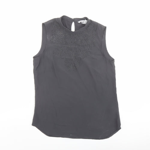 H&M Womens Grey Polyester Basic Tank Size 8 Round Neck