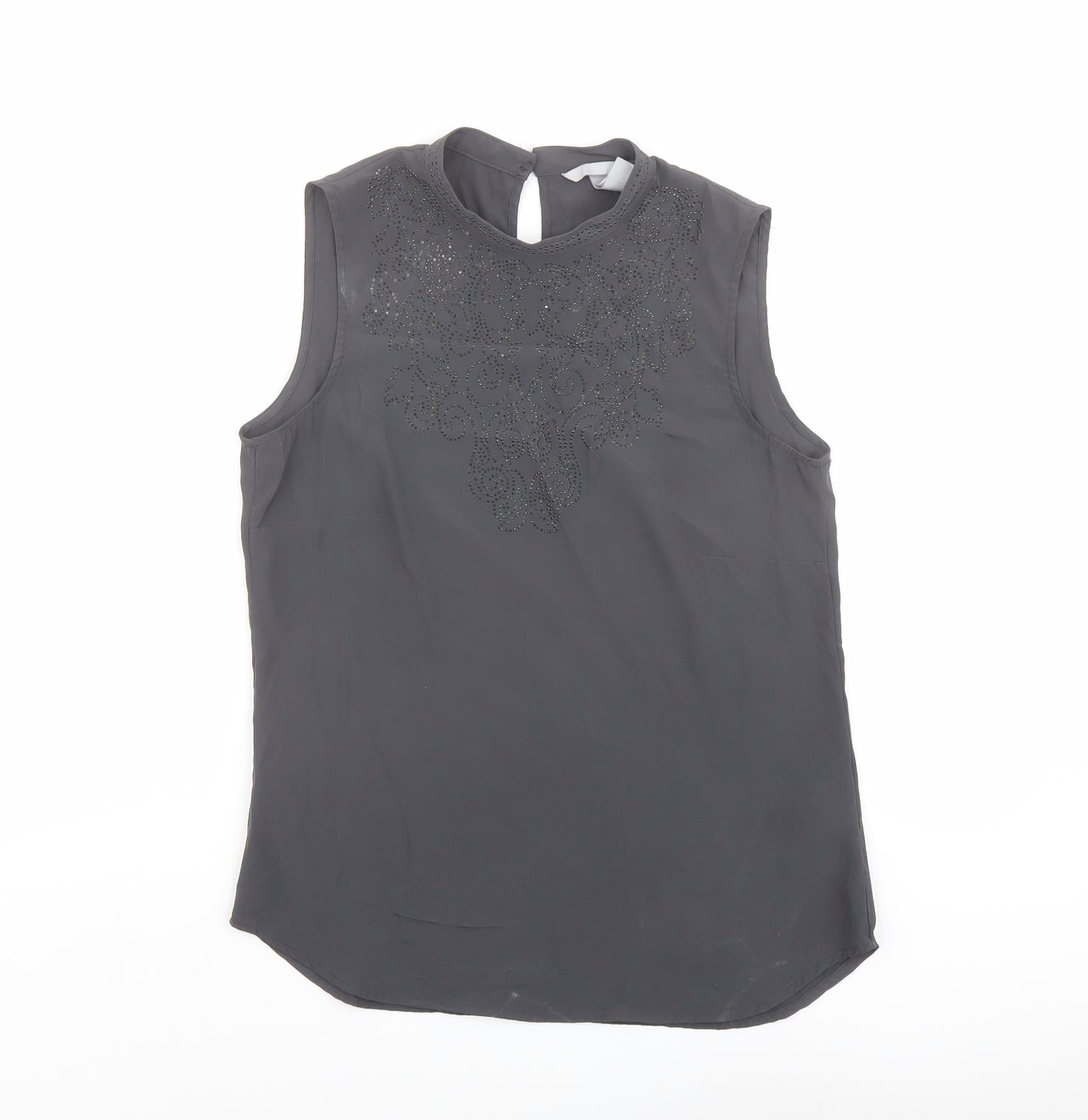 H&M Womens Grey Polyester Basic Tank Size 8 Round Neck