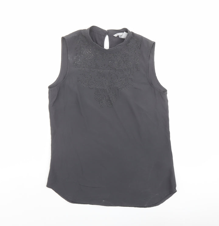 H&M Womens Grey Polyester Basic Tank Size 8 Round Neck
