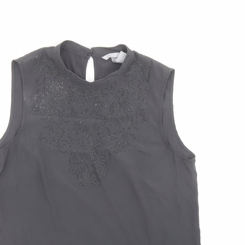 H&M Womens Grey Polyester Basic Tank Size 8 Round Neck