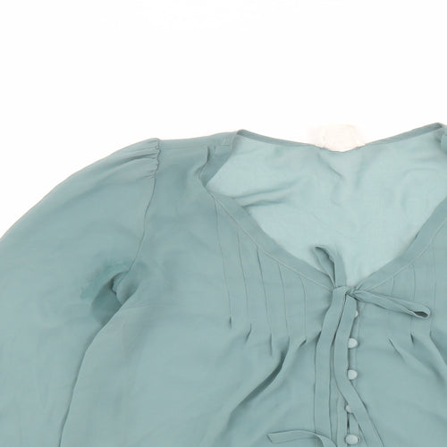 Pins & Needles Womens Green Polyester Basic Blouse Size S V-Neck