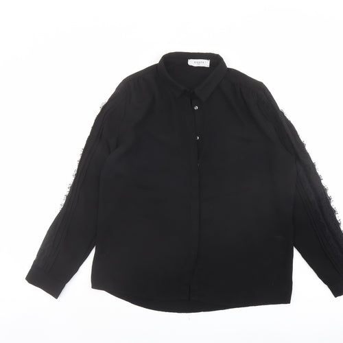 Axara Womens Black Polyester Basic Button-Up Size M Collared