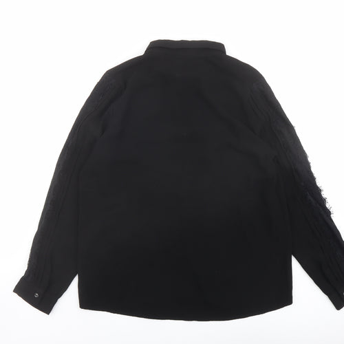 Axara Womens Black Polyester Basic Button-Up Size M Collared