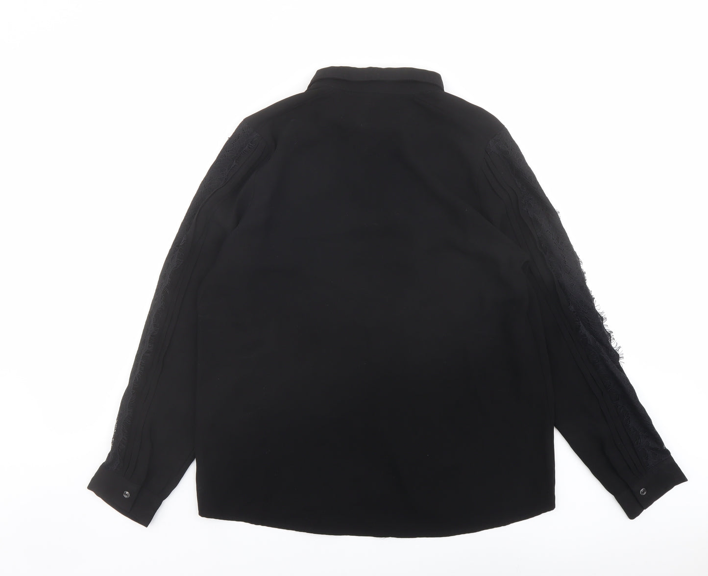 Axara Womens Black Polyester Basic Button-Up Size M Collared