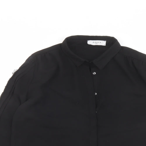 Axara Womens Black Polyester Basic Button-Up Size M Collared