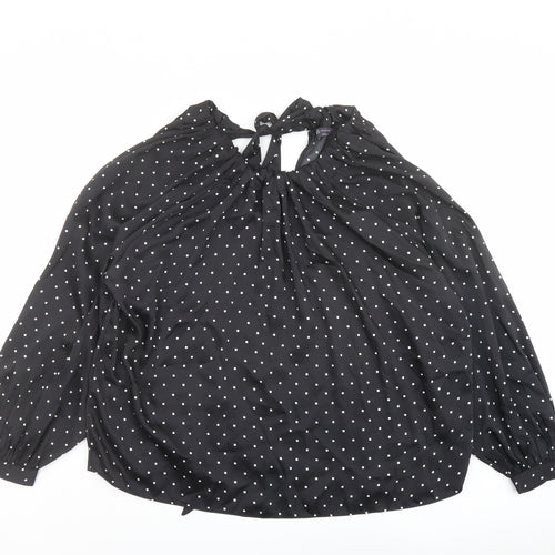 Marks and Spencer Womens Black Geometric Polyester Basic Blouse Size 12 Round Neck