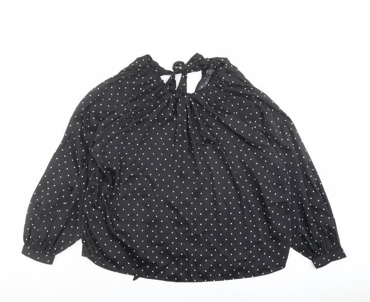 Marks and Spencer Womens Black Geometric Polyester Basic Blouse Size 12 Round Neck