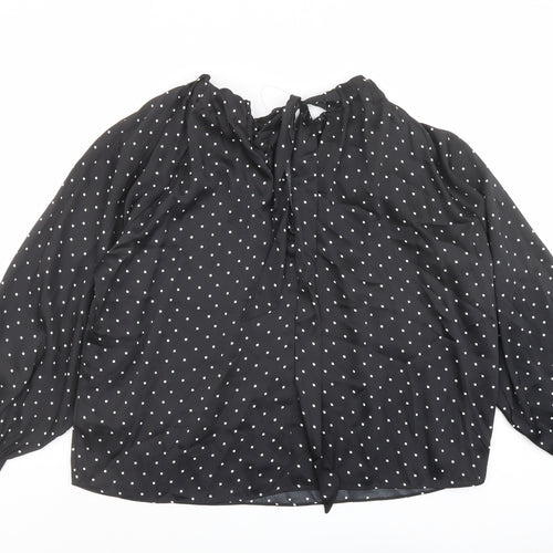 Marks and Spencer Womens Black Geometric Polyester Basic Blouse Size 12 Round Neck
