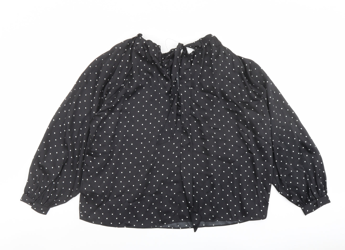 Marks and Spencer Womens Black Geometric Polyester Basic Blouse Size 12 Round Neck