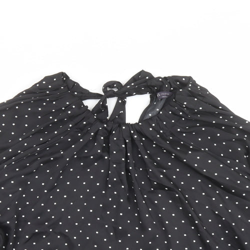 Marks and Spencer Womens Black Geometric Polyester Basic Blouse Size 12 Round Neck