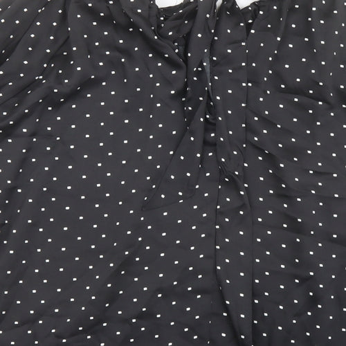 Marks and Spencer Womens Black Geometric Polyester Basic Blouse Size 12 Round Neck