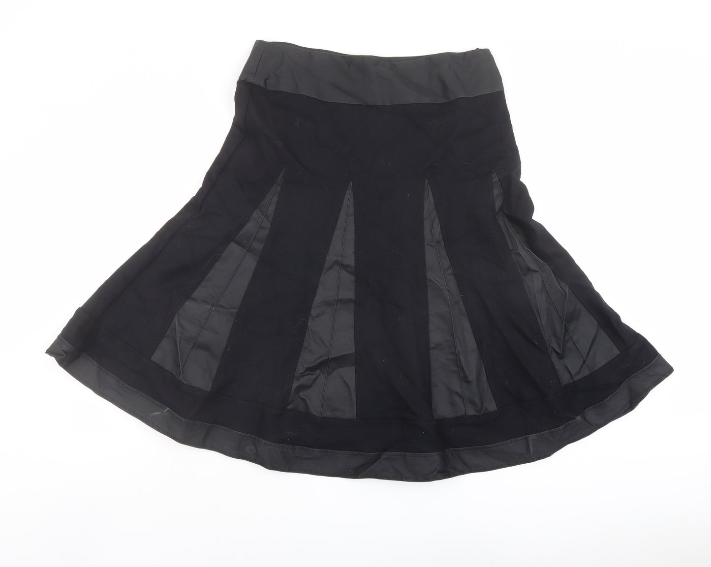 Per Una Womens Black Wool Swing Skirt Size 12 Zip