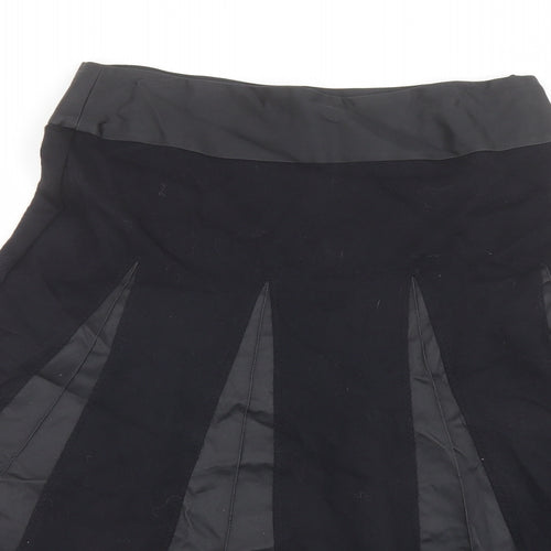 Per Una Womens Black Wool Swing Skirt Size 12 Zip