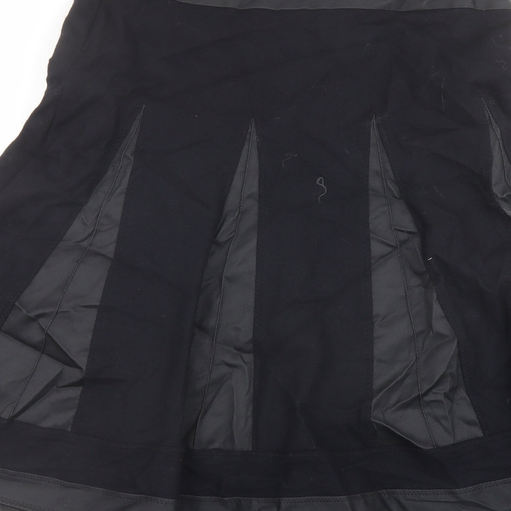 Per Una Womens Black Wool Swing Skirt Size 12 Zip