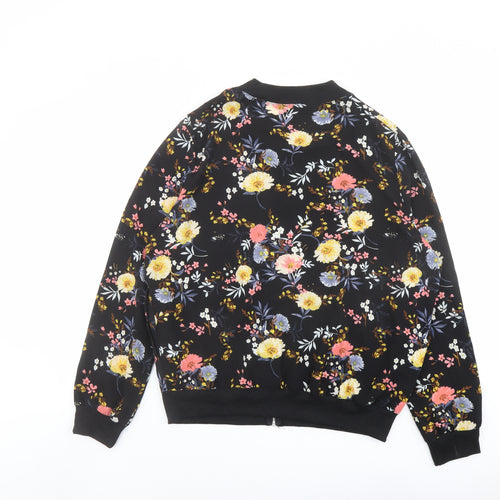 New Look Womens Black Floral Bomber Jacket Jacket Size 16 Zip