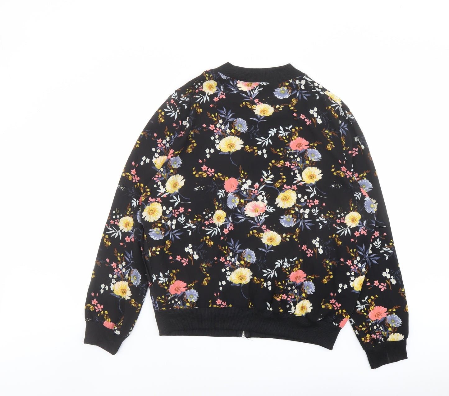 New Look Womens Black Floral Bomber Jacket Jacket Size 16 Zip