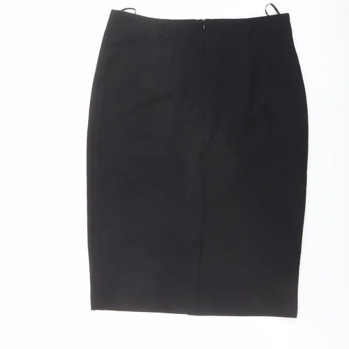 Marks and Spencer Womens Black Polyester Straight & Pencil Skirt Size 14 Zip