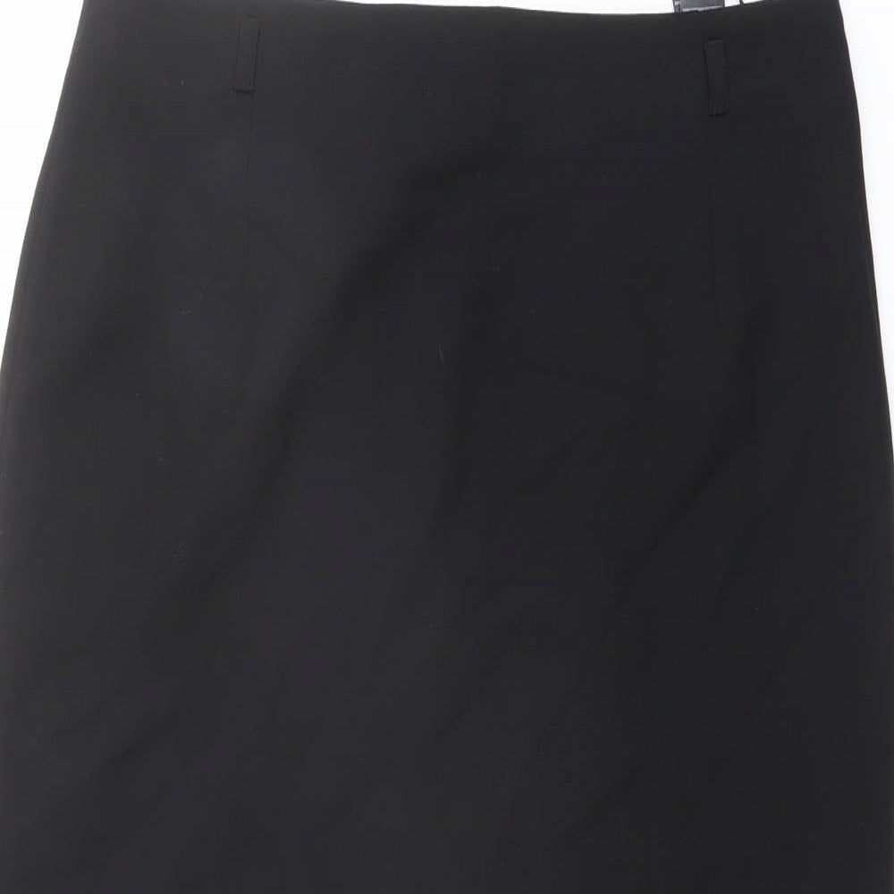 Marks and Spencer Womens Black Polyester Straight & Pencil Skirt Size 14 Zip
