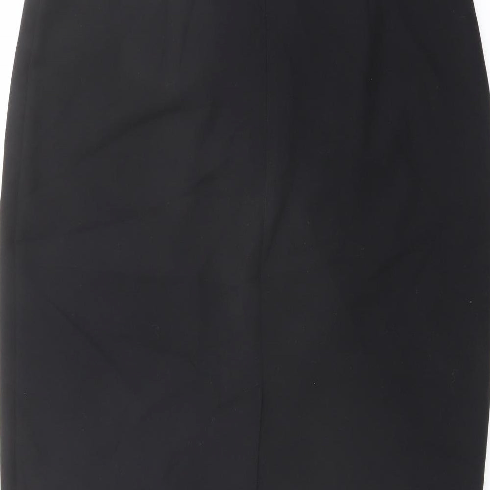 Marks and Spencer Womens Black Polyester Straight & Pencil Skirt Size 14 Zip