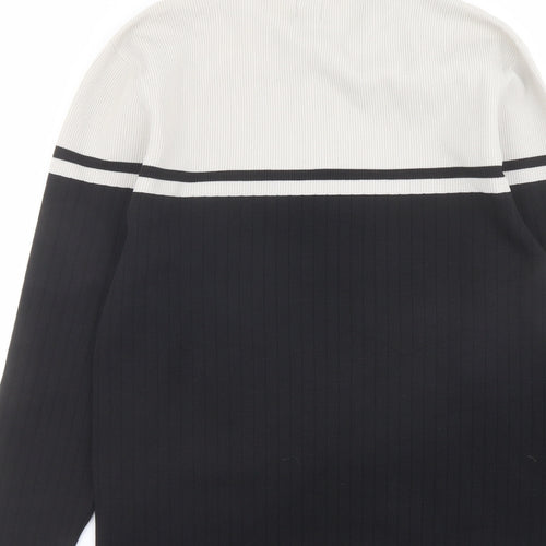 River Island Mens Black Collared Polyester Henley Jumper Size L Long Sleeve - Colourblock