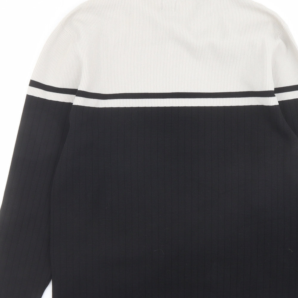 River Island Mens Black Collared Polyester Henley Jumper Size L Long Sleeve - Colourblock