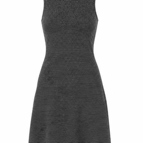 Miss Selfridge Womens Black Striped Acetate Tank Dress Size 8 Boat Neck Pullover