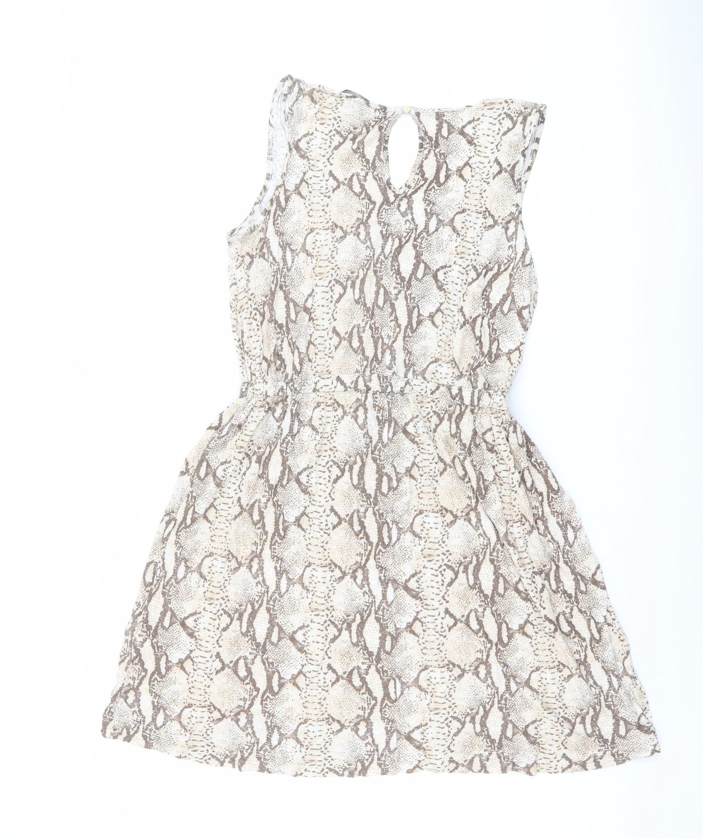 H&M Womens Beige Animal Print Viscose Tank Dress Size M Scoop Neck Pullover - Snakeskin pattern