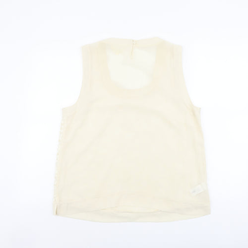 NEXT Womens Beige Floral Polyester Basic Tank Size 16 Scoop Neck