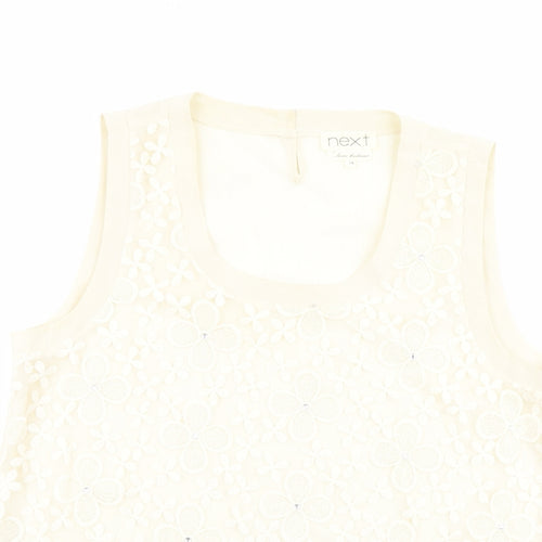 NEXT Womens Beige Floral Polyester Basic Tank Size 16 Scoop Neck