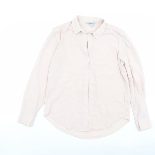 H&M Womens Pink Polyester Basic Button-Up Size 6 Collared