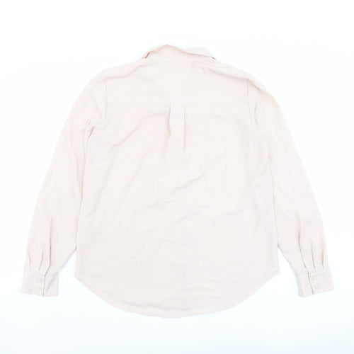H&M Womens Pink Polyester Basic Button-Up Size 6 Collared