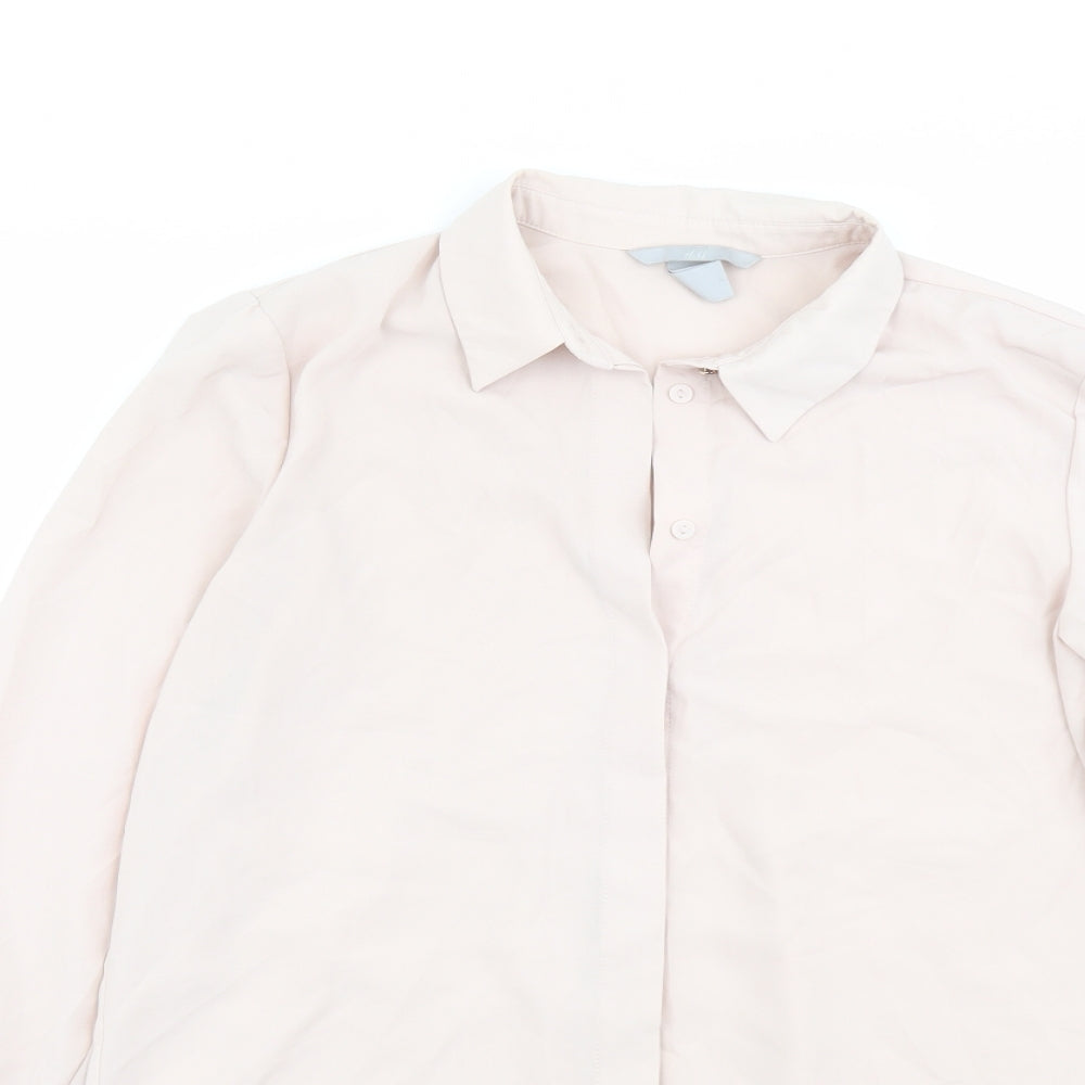 H&M Womens Pink Polyester Basic Button-Up Size 6 Collared