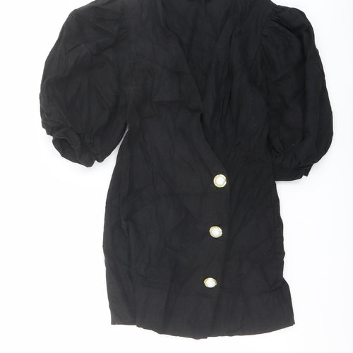 ASOS Womens Black Polyester Jacket Dress Size 6 V-Neck Button