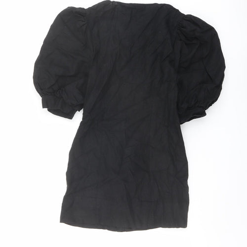 ASOS Womens Black Polyester Jacket Dress Size 6 V-Neck Button