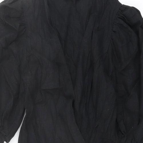 ASOS Womens Black Polyester Jacket Dress Size 6 V-Neck Button